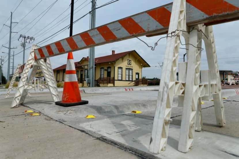
Streets barricades block off areas on North Sixth Street at Heritage Crossing in the...