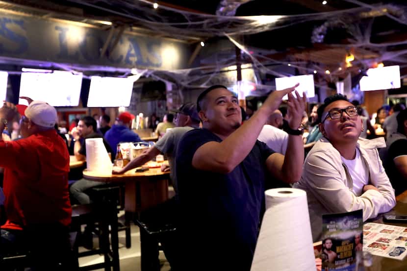 A Rangers watch party at sports bar Ojos Locos, in Dallas, Texas, during game 1 of the World...