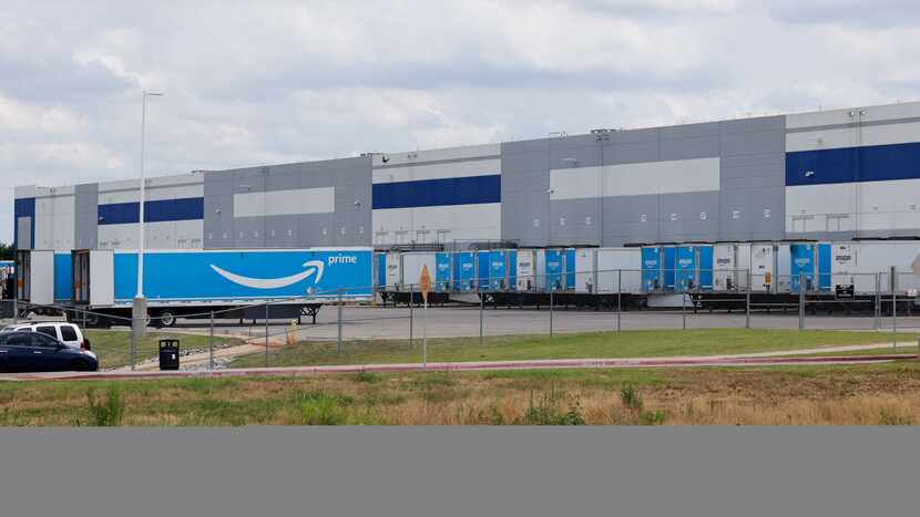 An Amazon warehouse pictured in Wilmer, Texas, Friday, June 3, 2022. The warehouse is part...