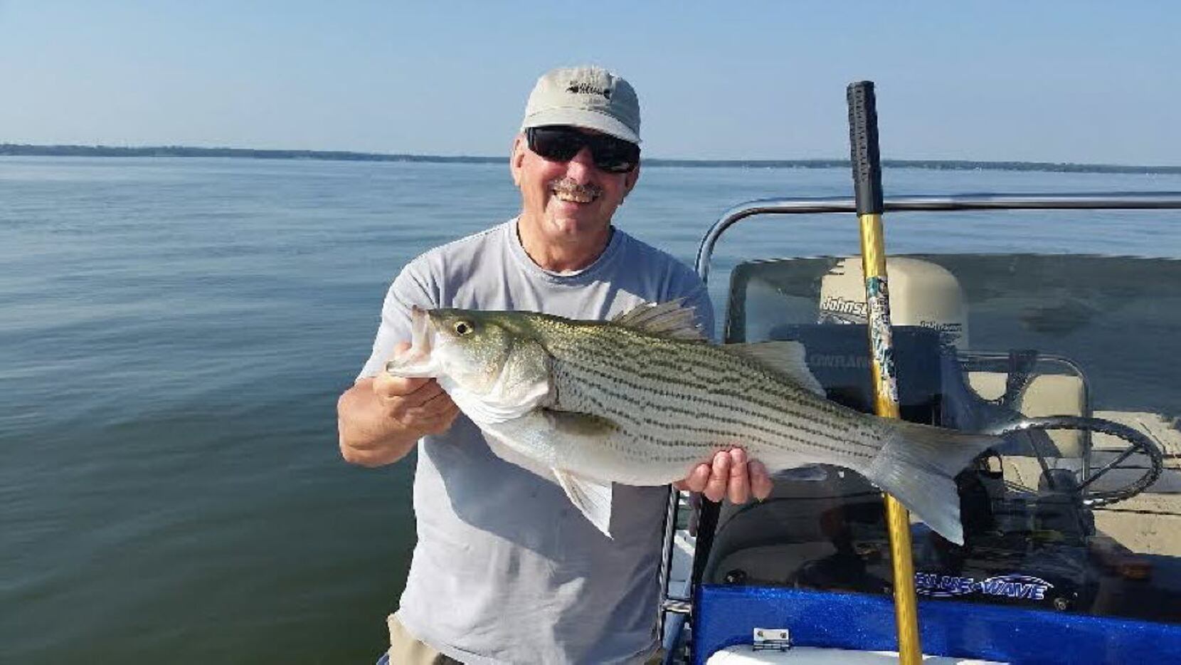 Dale Brandt of Waxahachie caught this big hybrid striper while fishing with Royce Simmons ...