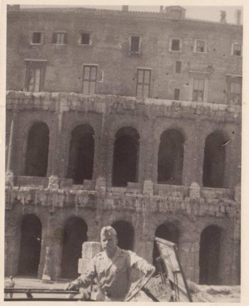 
Fouts stands in front of the Colosseum while in Italy in World War II.

