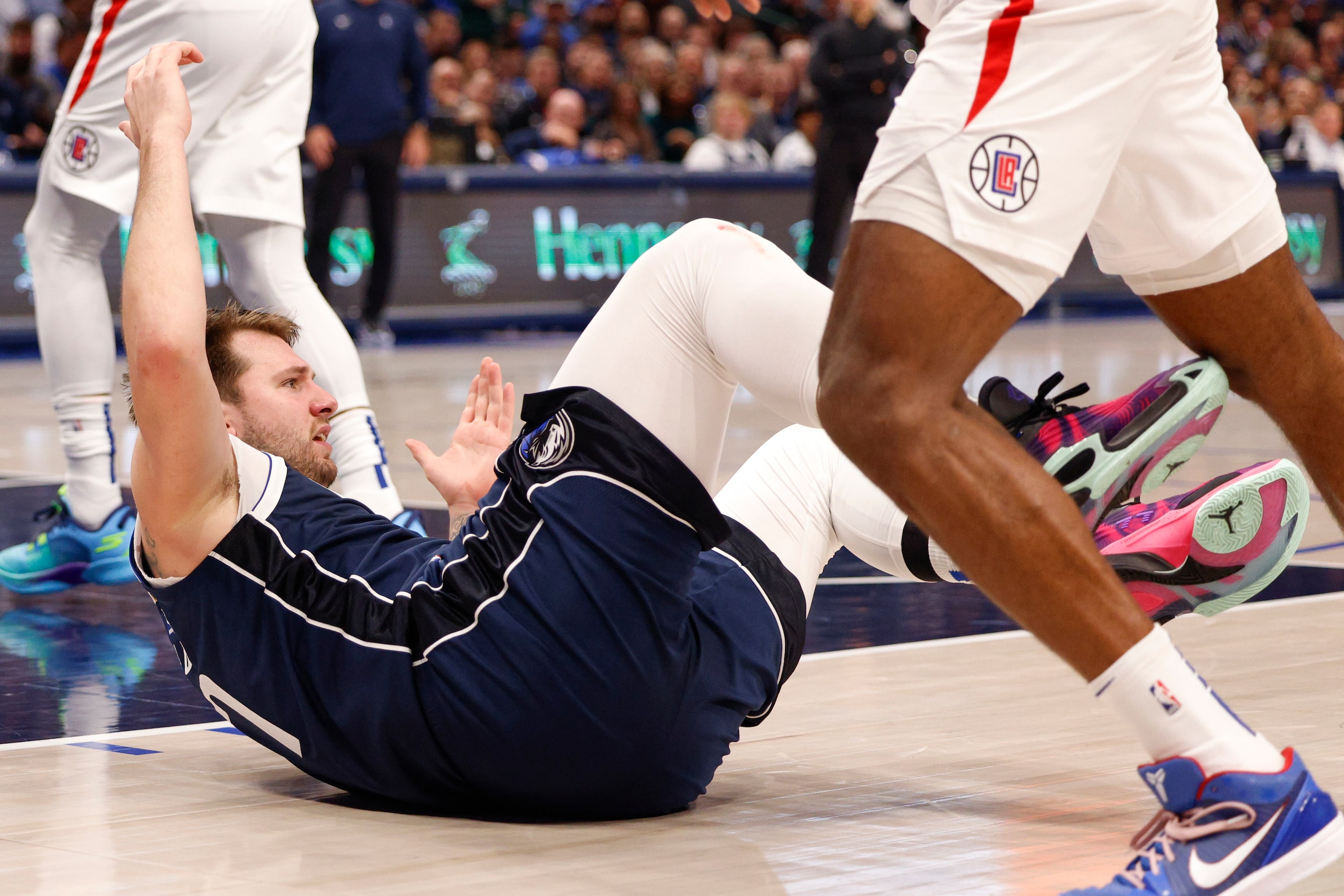 Dallas Mavericks guard Luka Doncic (77) reacts after a play during the second half of Game 3...