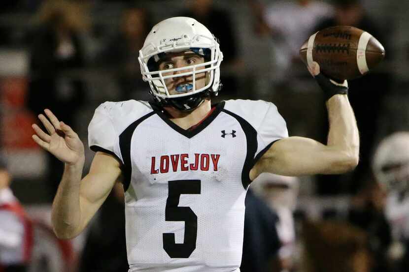 Lovejoy quarterback Bowman Sells during a game earlier this season. (Andy Jacobsohn/The...