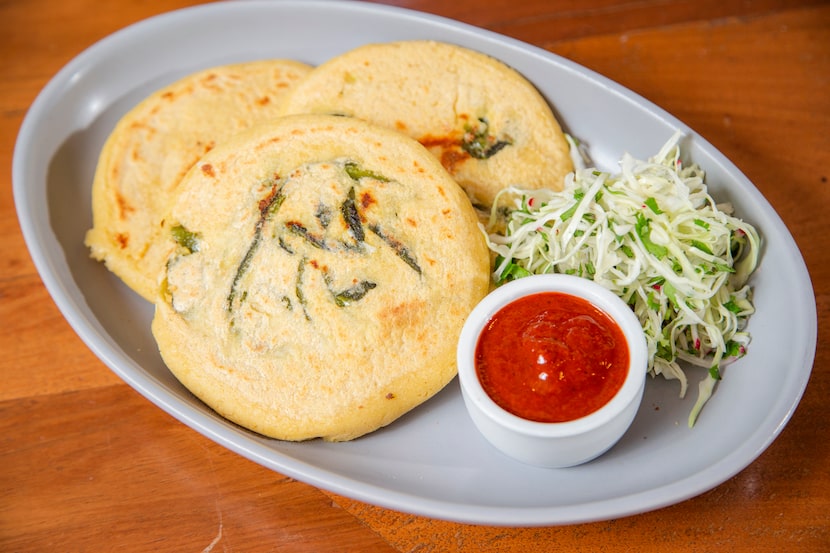 A plate of pupusas at Jose restaurant in Dallas, Tuesday, November 24, 2020. (Brandon...