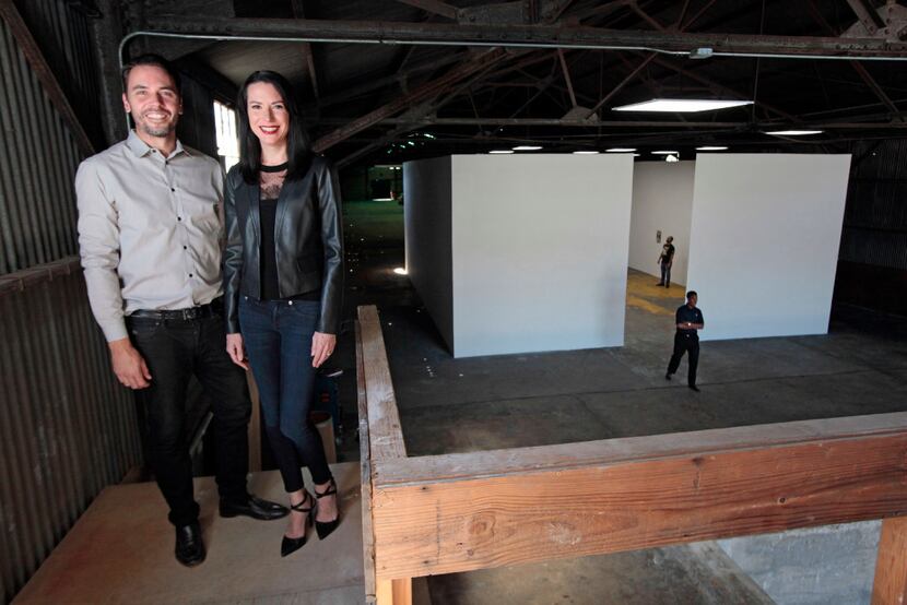 Jason Koen and Nancy Koen at their art project space. At right is the main gallery space....