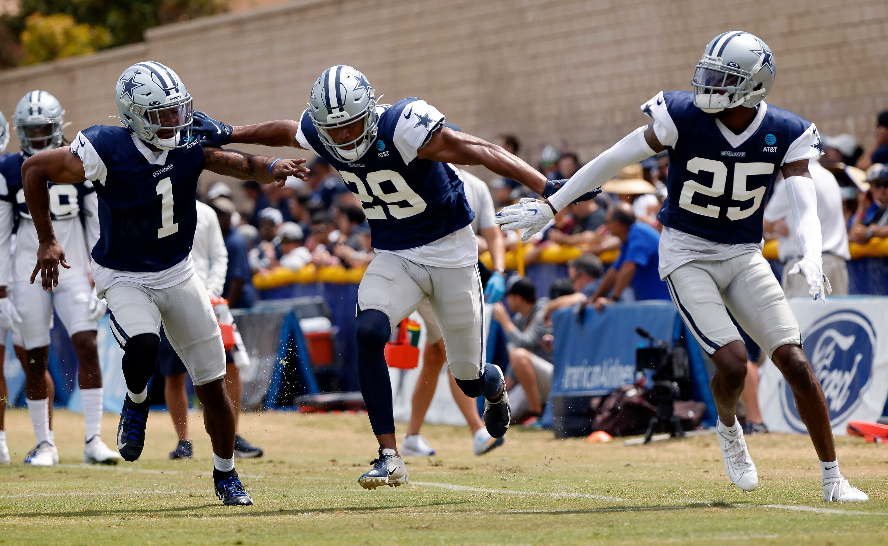 Dallas Cowboys defensive back C.J. Goodwin (29) battles past cornerbacks Kelvin Joseph (1)...