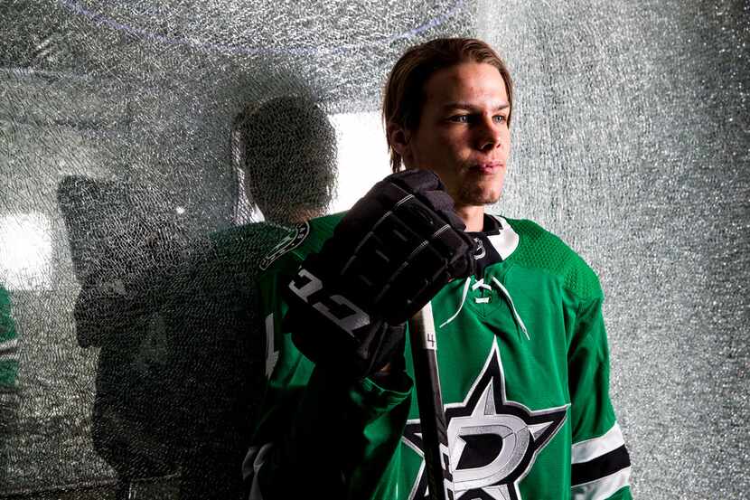 Dallas Stars defensive player Miro Heiskanen pose for a photograph on Friday, September 21,...