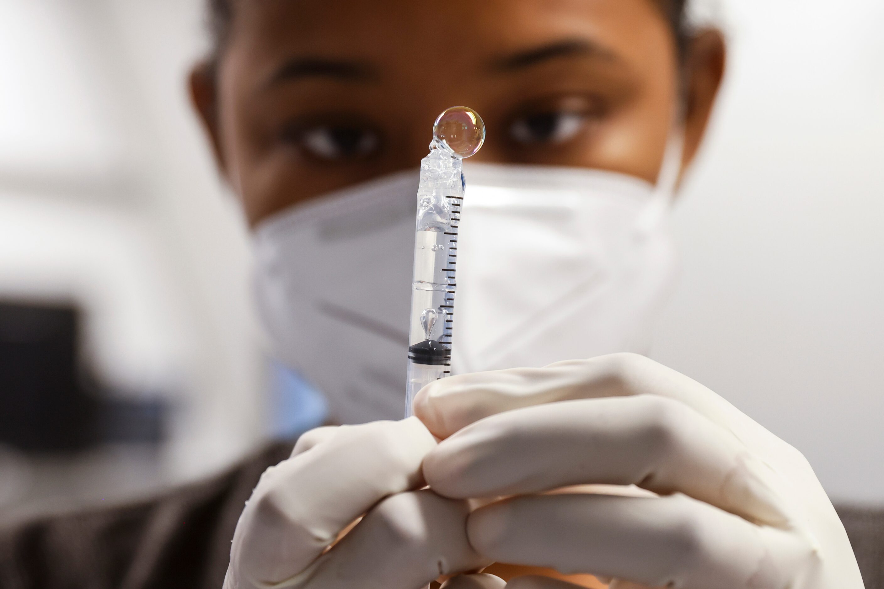 Orbis Flying Eye Hospital resident Dr. Kimberly Hastings of Jamaica, prepares during a...