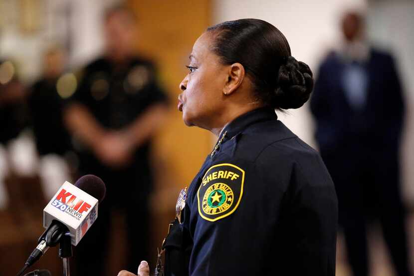 Dallas County Sheriff Marian Brown announces during a press conference at the Frank Crowley...