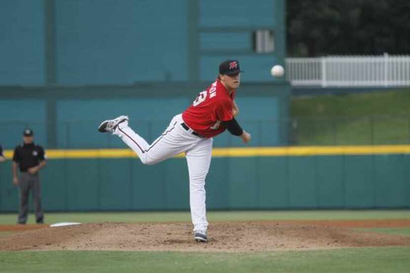 Jake Thompson, a right-handed pitcher from Rockwall-Heath High School, was acquired along...