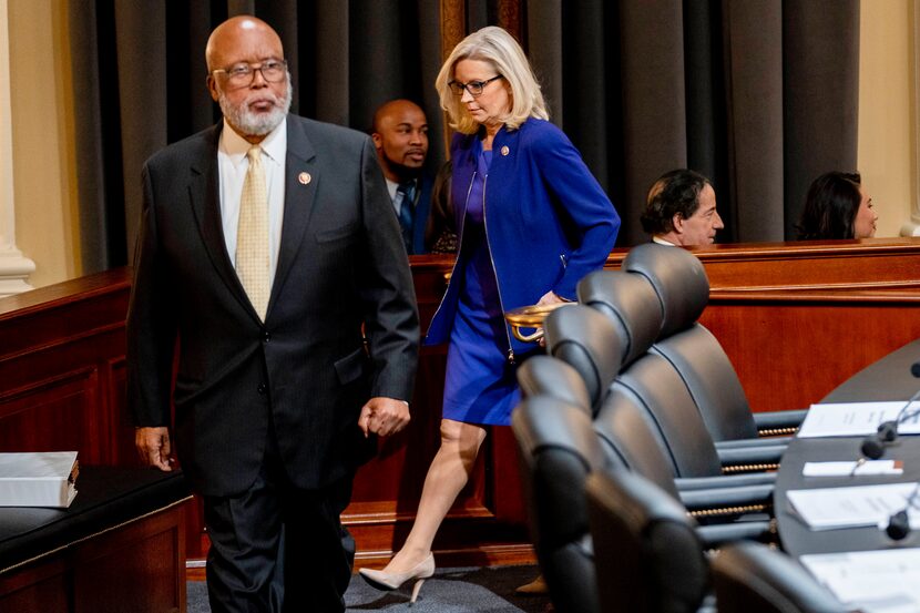 Committee chairman Rep. Bennie Thompson, D-Miss., left, and Committee Vice Chair Rep. Liz...