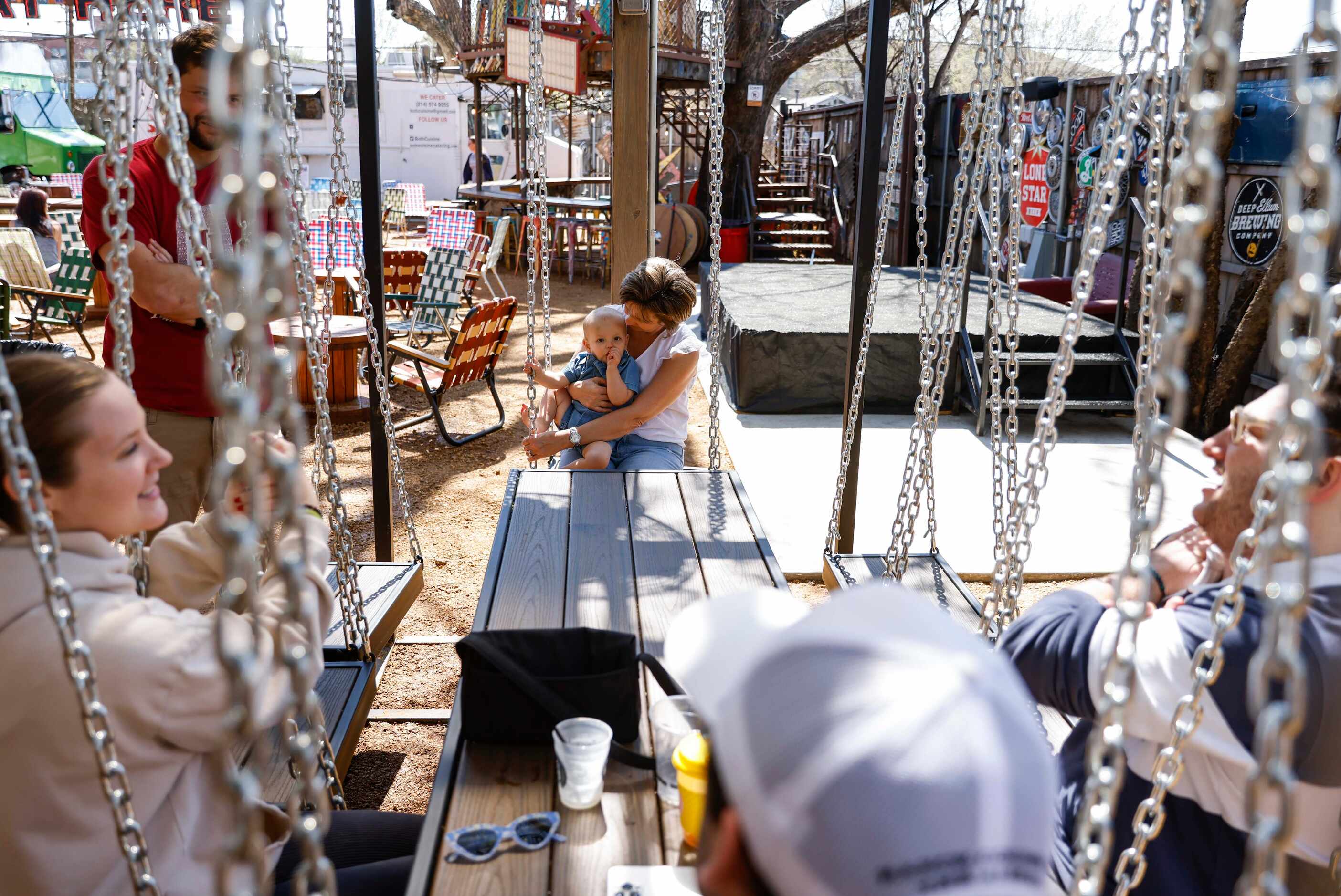 A swing set sitting area is new at Truck Yard Dallas.