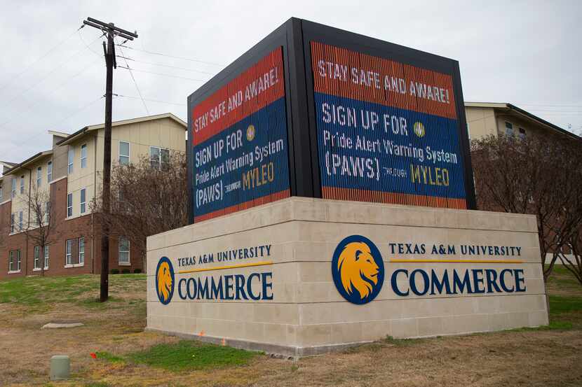 A safety message was displayed outside the Pride Rock residence hall at Texas A&M...