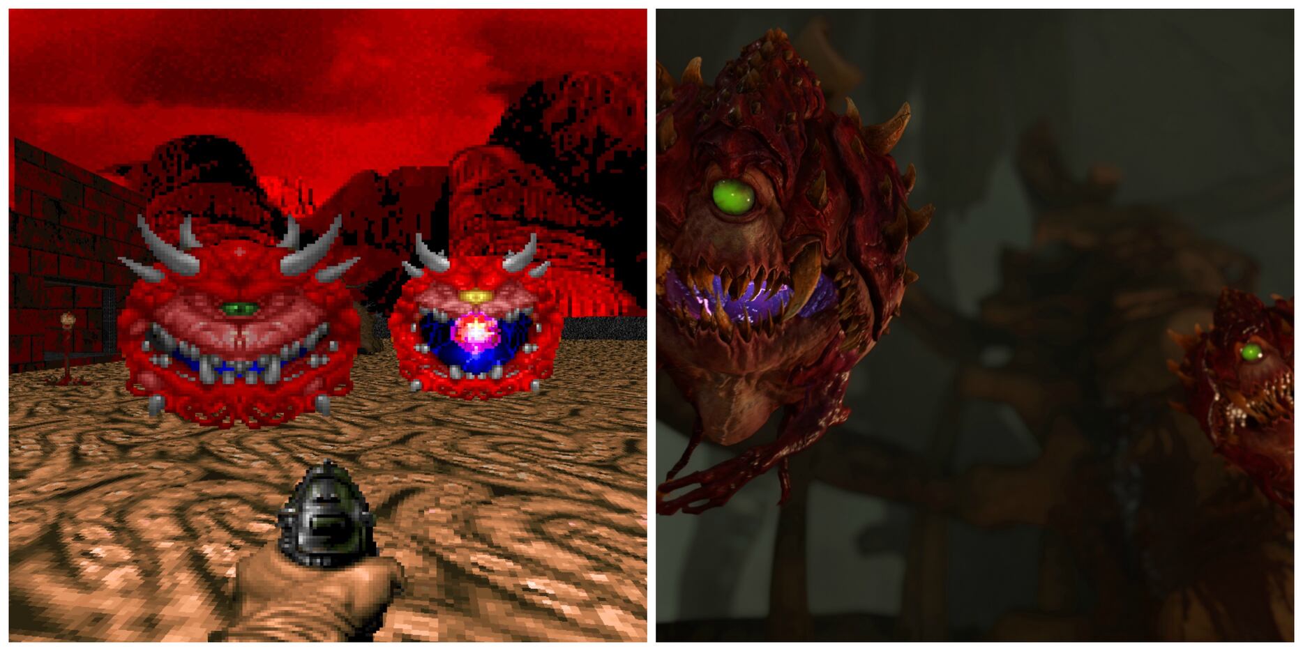 Left: Cacodemons then. Right: Cacodemons now