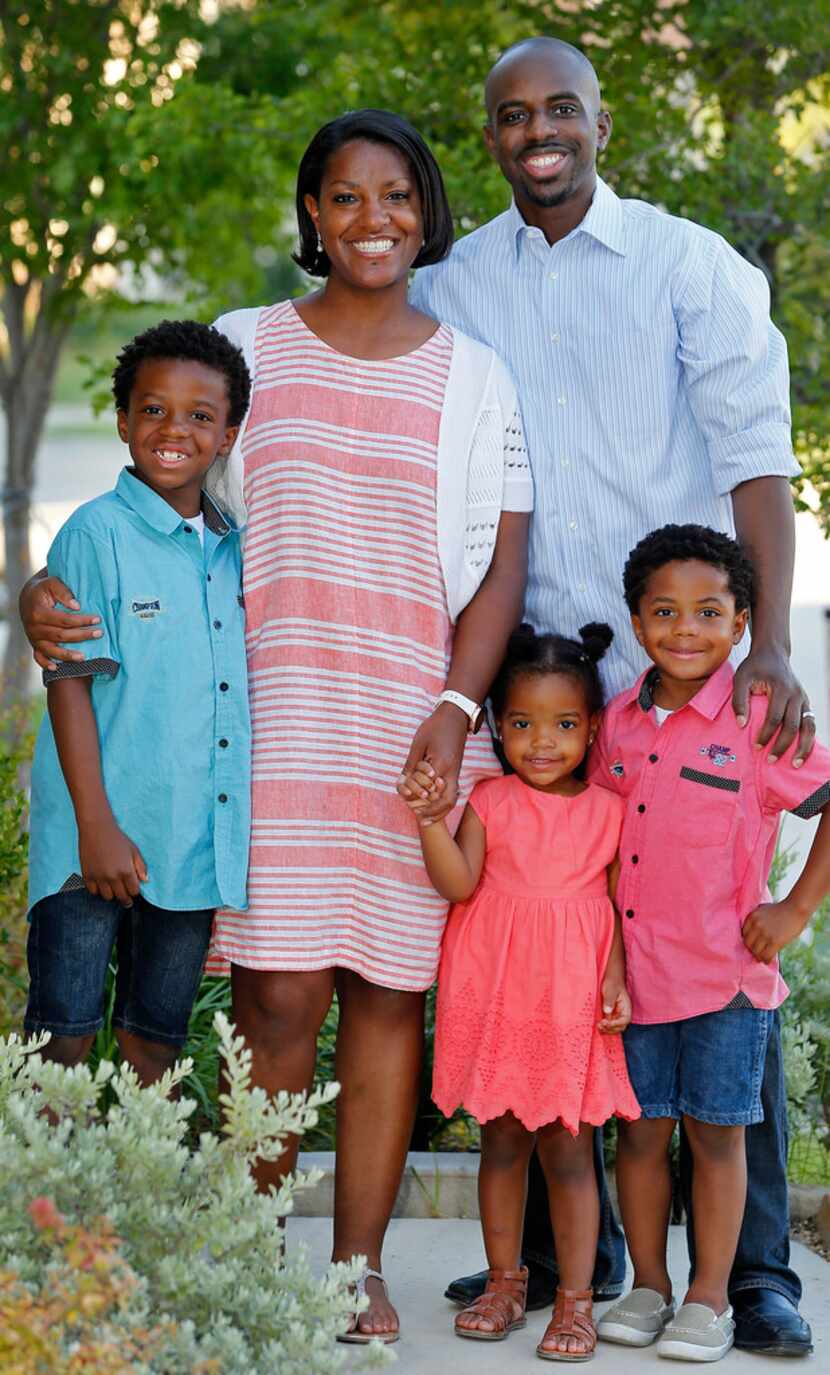 Dr. Dale Okorodudu (top right), his wife, Janai (top left), son Tony (left), 8, daughter...
