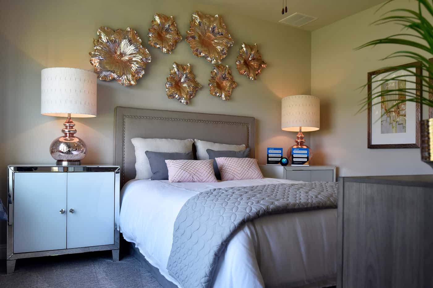 The bedroom of an extra suite inside a Lennar Homes model house in Far North Dallas is...