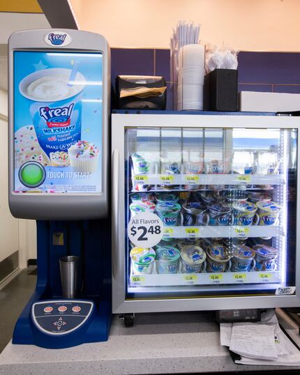A f'real smoothie machine inside a new Walmart convenience store on Wednesday, February 8,...