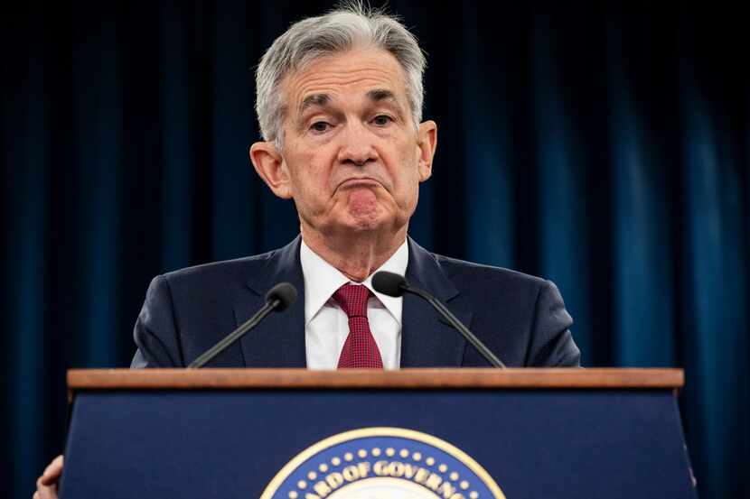 Federal Reserve Chairman Jerome Powell speaks at a news conference following the Federal...