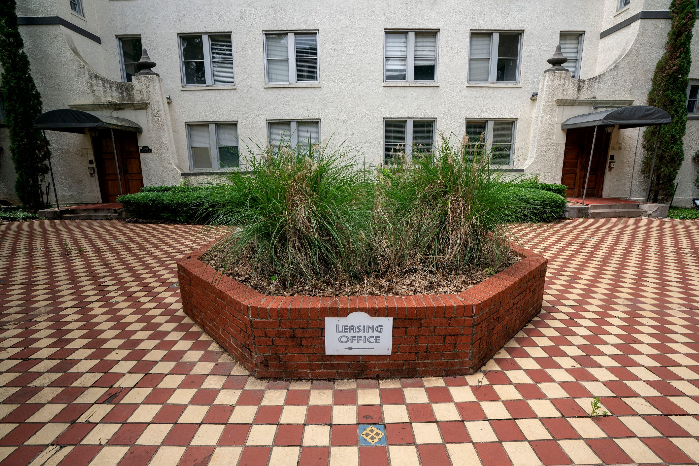 A plaza facing Maple Street at the historic Maple Terrace apartment building, Tuesday, June...