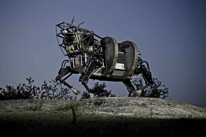 The Legged Squad Support System developed by Boston Dynamics, a robot about the size of a...