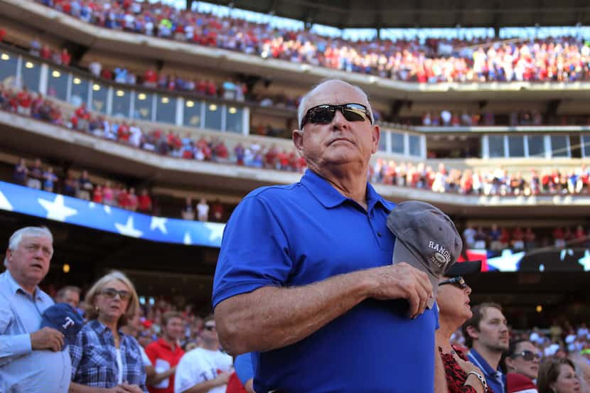 Texas executive Nolan Ryan is pictured during the Los Angeles Angels vs. the Texas Rangers...