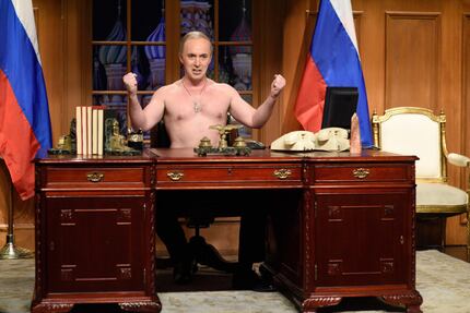 Beck Bennett portrays Russian President Vladimir Putin during the opening sketch on...