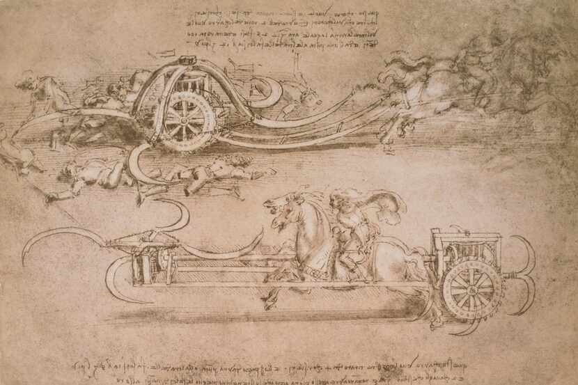 Leonardo da Vinci's design for a scythed chariot. From "Leonardo da Vinci," by Walter Isaacson.