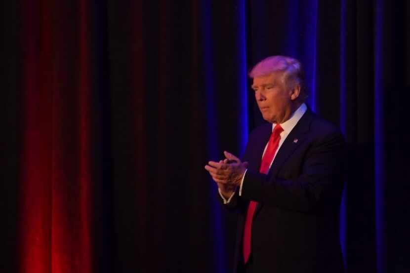 Republican presidential elect Donald Trump arrives to speak during election night at the New...