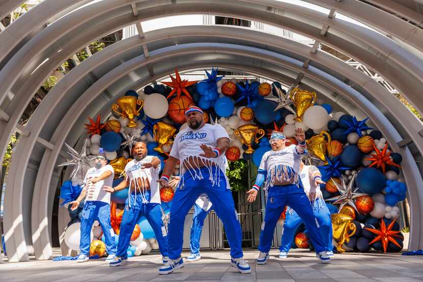 The Mavs ManiAACs dance during the Mavericks watch party at AT&T  Discovery District in...