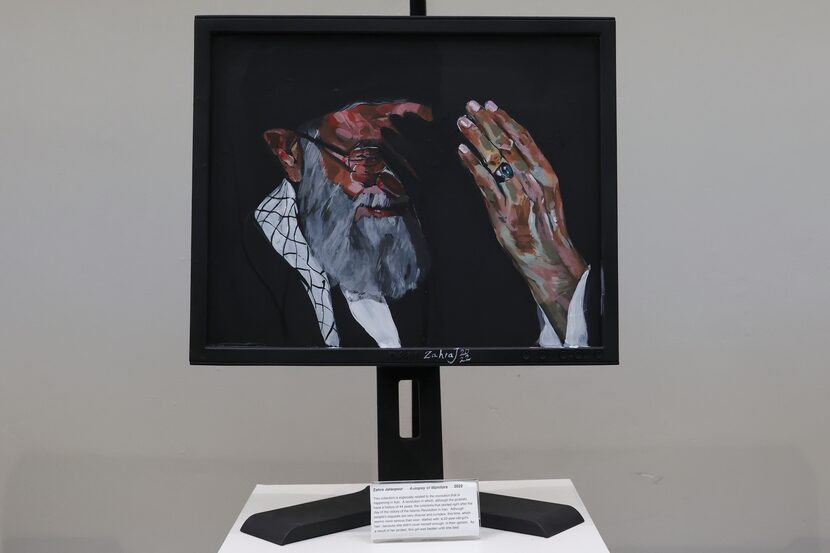 Zahra Jafarpour’s “Autopsy of Monitors” shows Iran’s Supreme Leader Ayatollah Ali Khamenei...