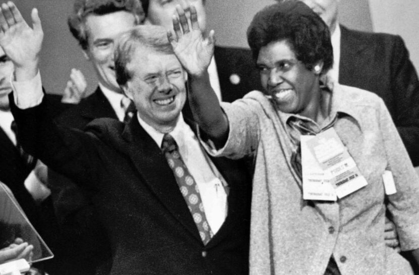 
U.S. Rep. Barbara Jordan, D-Texas, joins Democratic presidential nominee Jimmy Carter at...