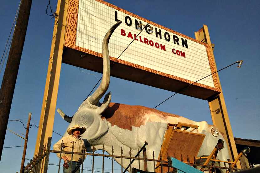 Stylle Reed, the Fort Worth muralist, was out painting the longhorn at the Longhorn Ballroom...