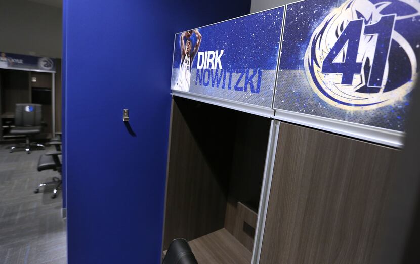 A look at Dirk Nowitzki's locker during a tour of the Dallas Mavericks' new practice...