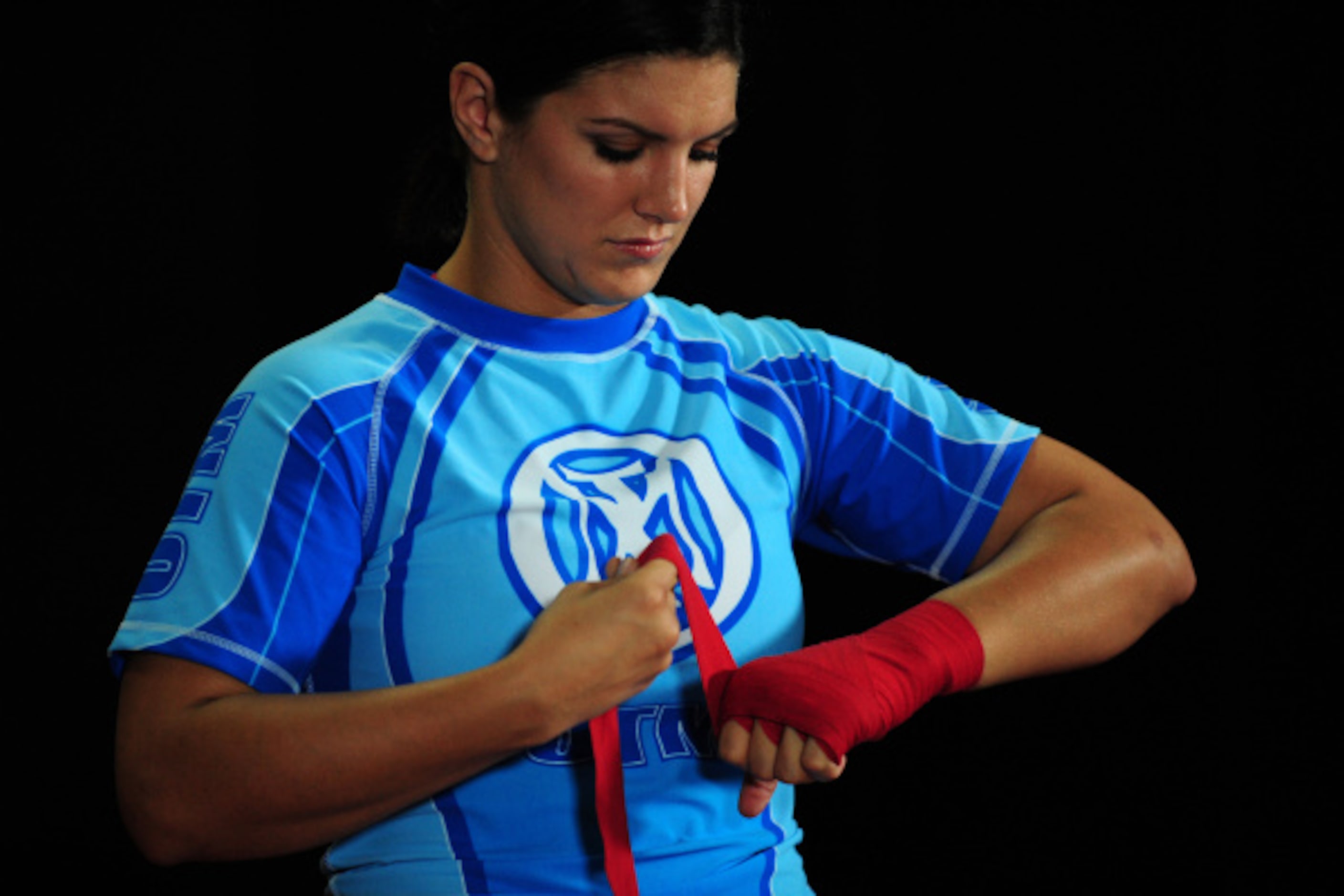 MMA Superstar Gina Carano is seen during the Workout/Media Day with Kimbo Slice and Gina...