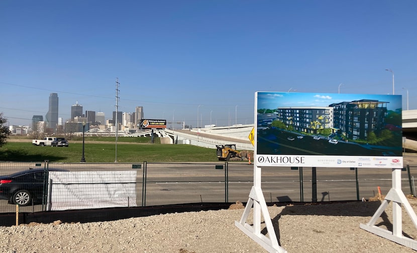 The Oakhouse apartments will have views of the downtown Dallas skyline,.