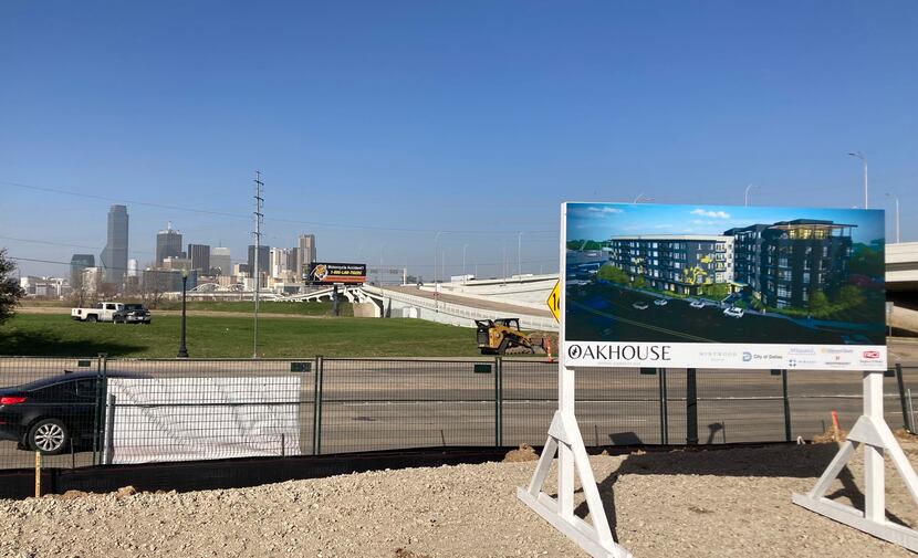 The Oakhouse apartments will have views of the downtown Dallas skyline,.