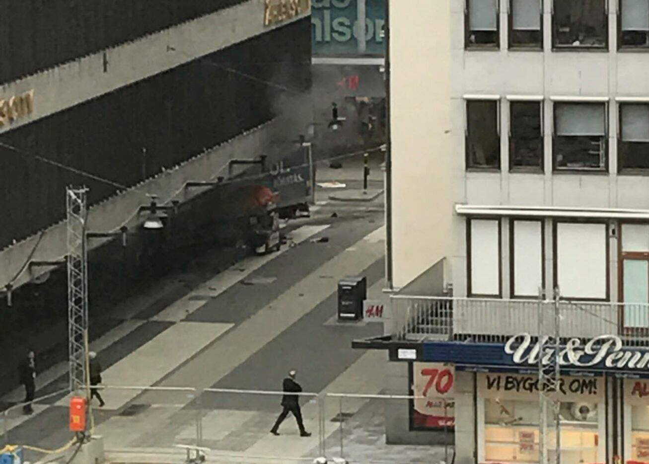 A truck have crashed into the Ahlens department store Ahlens at Drottninggatan in central...
