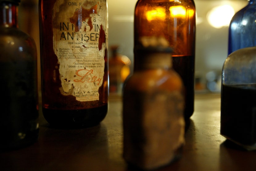 In the Apothecary store at Storybook Ranch, an authentic Western town assembled in McKinney...