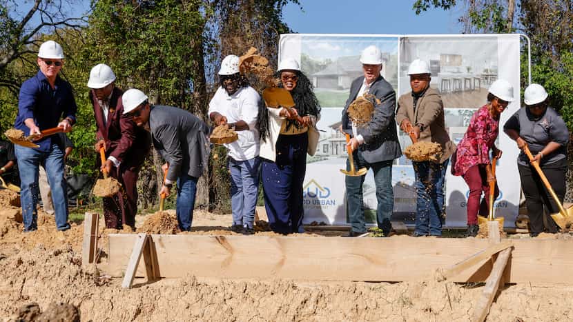 Elected officials, project members and community members turned dirt during a groundbreaking...