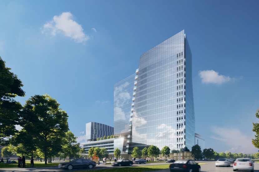 Developer Hall Group plans to break ground next month on a Frisco office tower that will be...