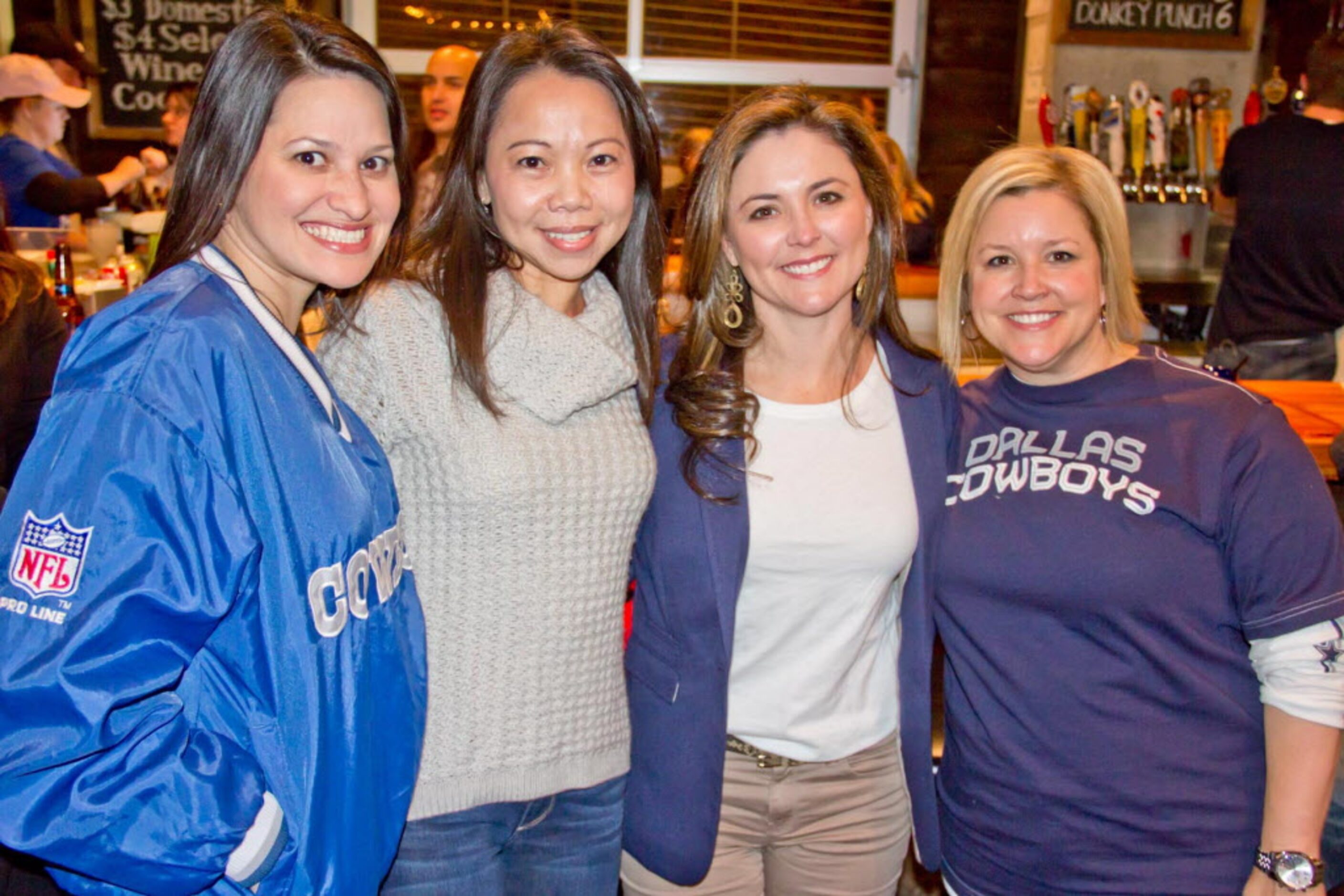 Priscilla Garcia, Hanh Pham, Amy Ananian and Lisa Haverstick watching the Cowboy game at...