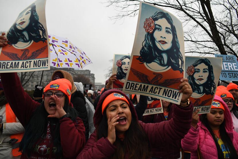 Immigration advocates demonstrated outside the Capitol on Feb. 7 in Washington, D.C.
