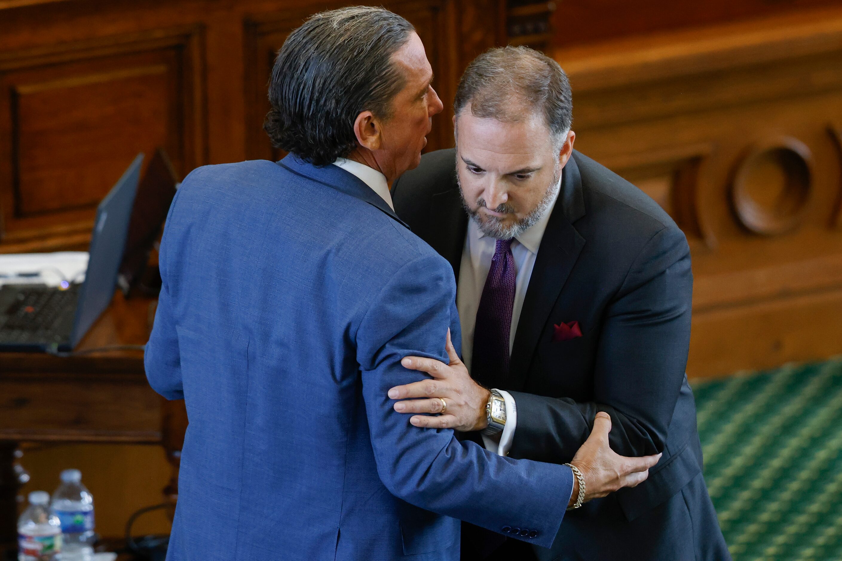 Defense attorneys Tony Buzbee and Mitch Little speak during the third day of Attorney...