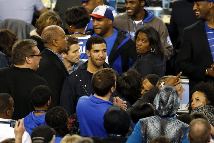 Apr 5, 2014; Arlington, TX, USA; Recording artist Drake in attendance during the game...