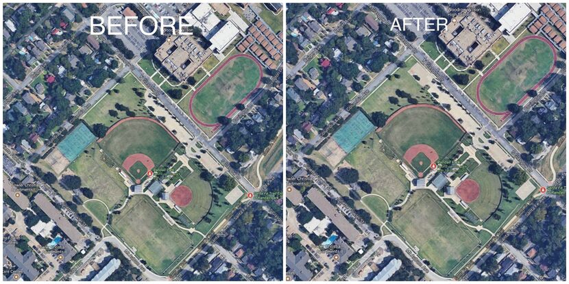 The before and after Dallas ISD trustee Dustin Marshall posted to Facebook last week in...