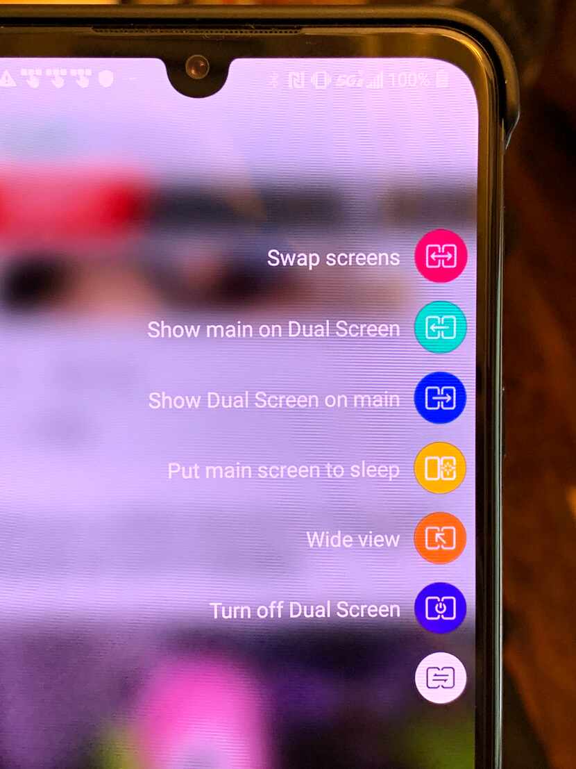 Swipe in from the right to bring up a list of options for both screens.