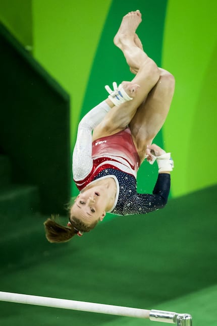 Madison Kocian of the United States competes on the uneven bars during the women's team...