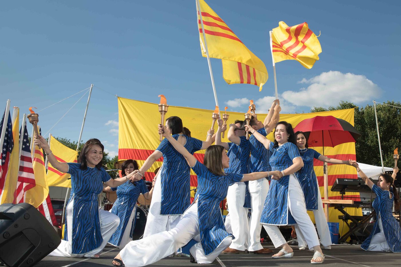 The Black April Day commemoration included a dance performance featuring yellow and red...