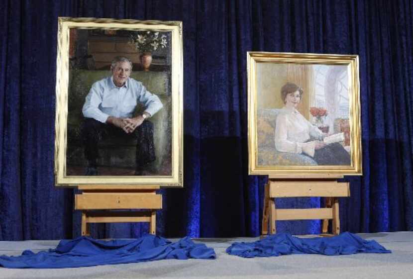 Portraits of former President George W. Bush and First Lady Laura Bush unveiled at the...