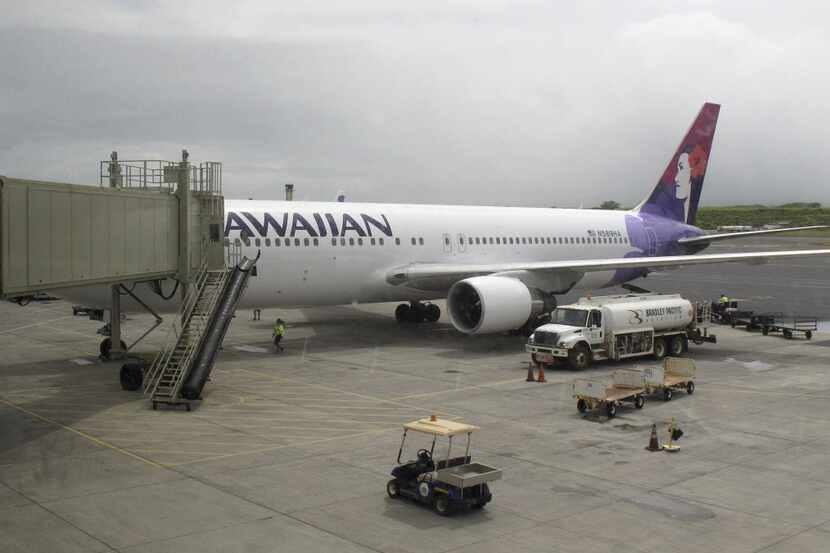 Hawaiian Airlines Flight 45 arrives from San Jose, Calif., in Kahului Airport in Kahului,...